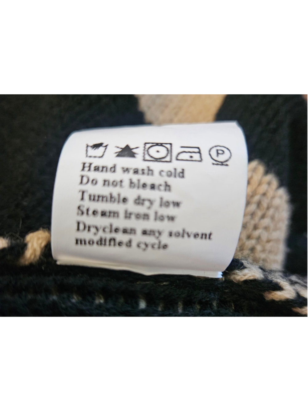 Women's BTFBM Chunky Cardigan Size L Black Beige Checkerboard Pattern - Picture 10 of 10